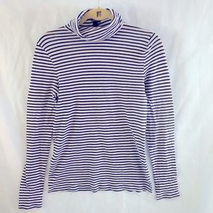 J. Crew Tissue Turtleneck Blue and White Stripes Women’s size M